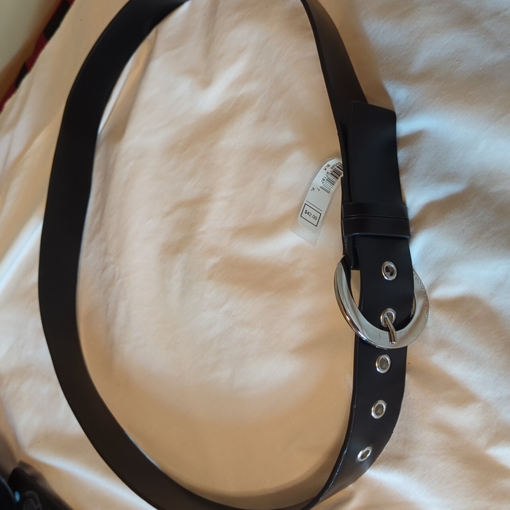 MICHAEL Michael Kors Black Belt with Silver Buckle